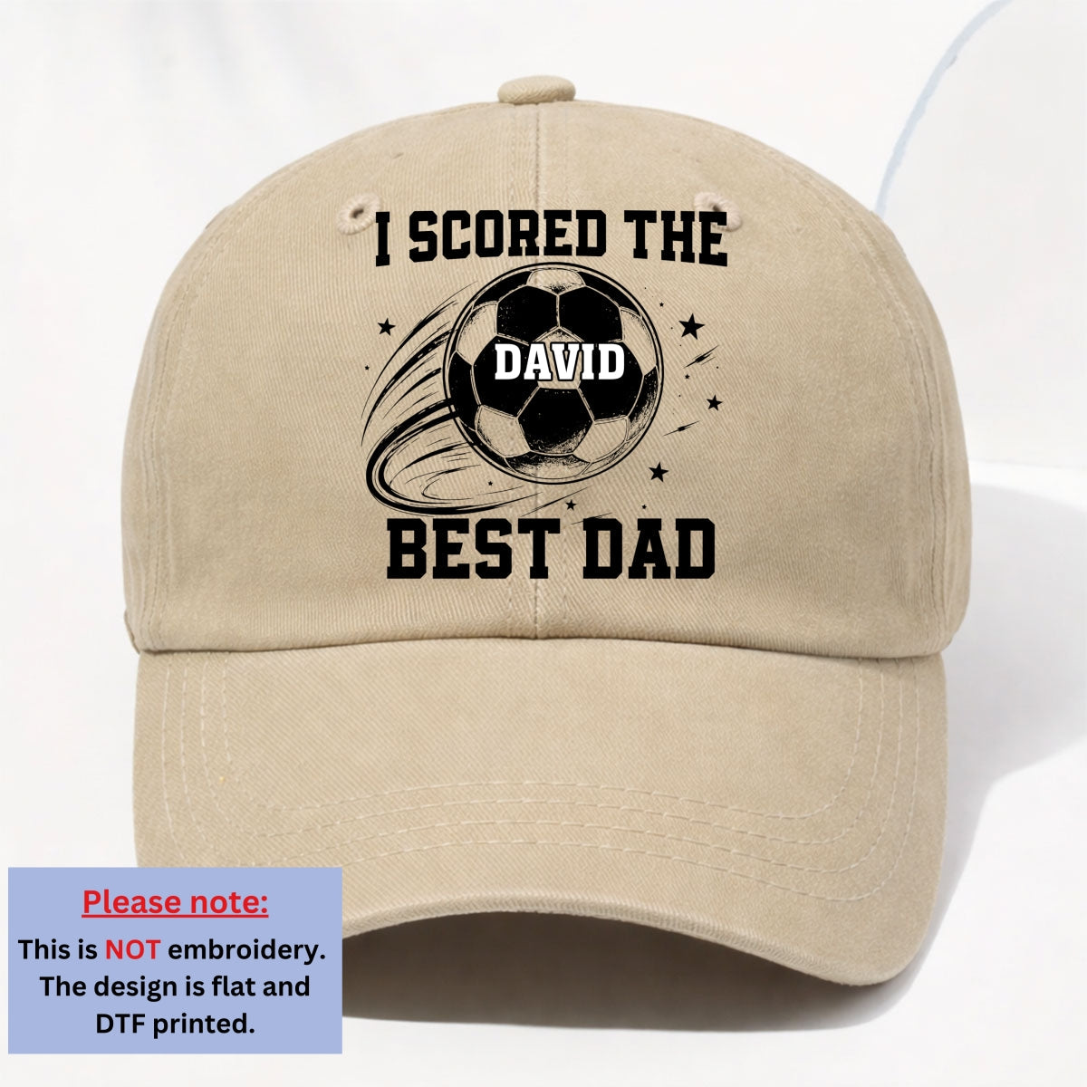 Custom Father's Day Christmas Birthday Gifts for Dad • Soccer Daddy - Personalized Vintage Washed Denim Cap