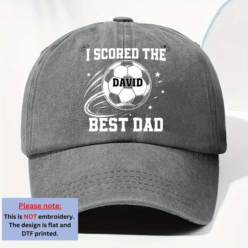 Custom Father's Day Christmas Birthday Gifts for Dad • Soccer Daddy - Personalized Vintage Washed Denim Cap