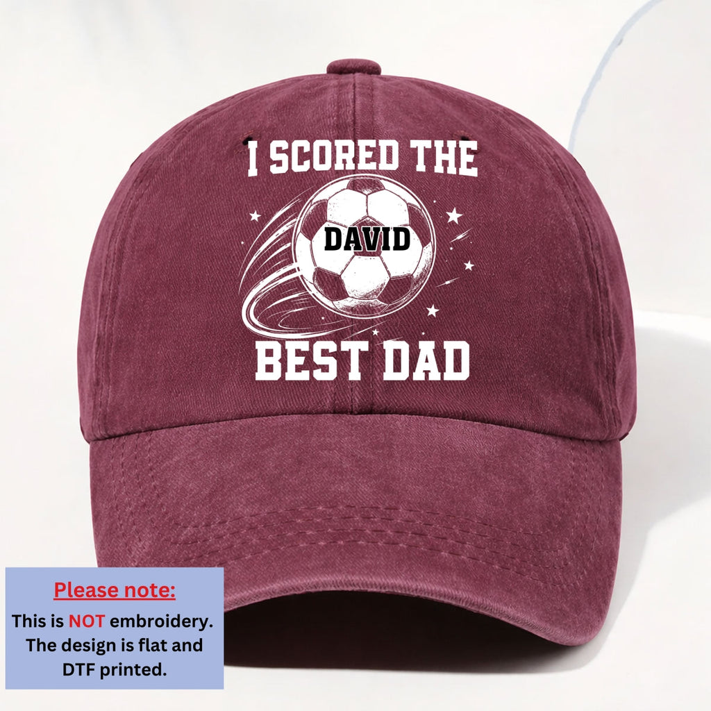 Custom Father's Day Christmas Birthday Gifts for Dad • Soccer Daddy - Personalized Vintage Washed Denim Cap