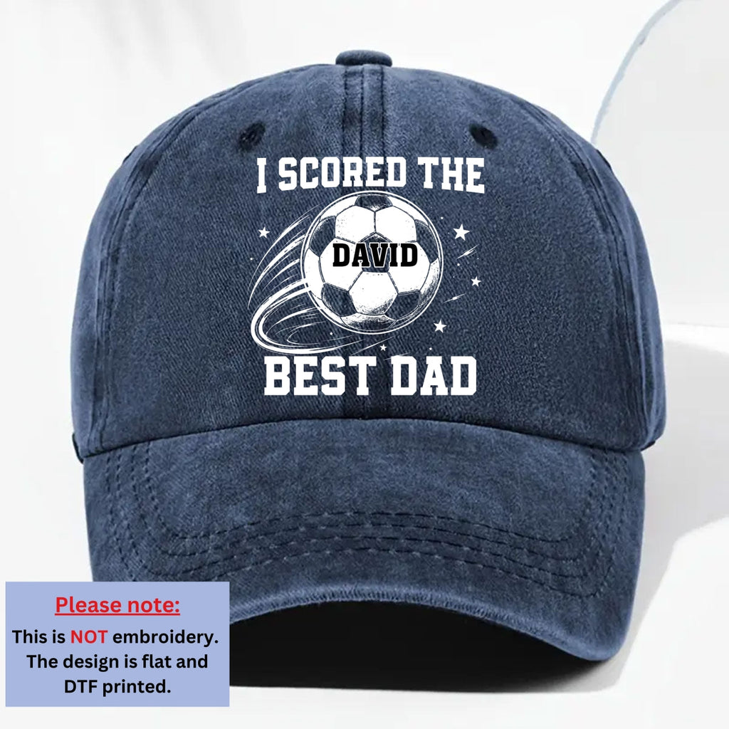 Custom Father's Day Christmas Birthday Gifts for Dad • Soccer Daddy - Personalized Vintage Washed Denim Cap