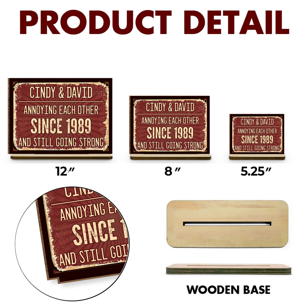Custom Decor for Husband, Gift for Him • Annoying Each Other - Personalized 2-Layer Wood Plaque With Flat Base