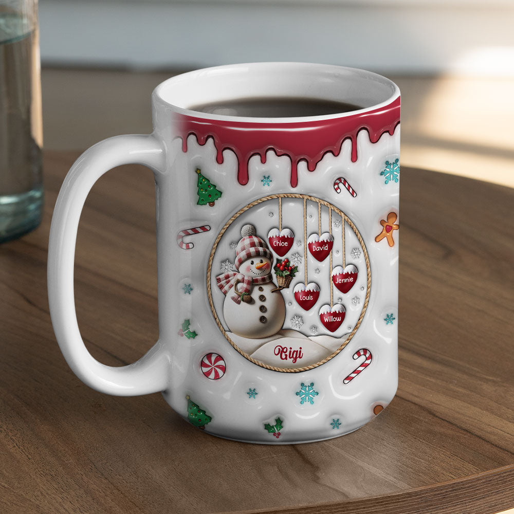 Custom Christmas & Birthday Gift For Grandma • Snowman - Personalized 3D Inflated Effect Mug