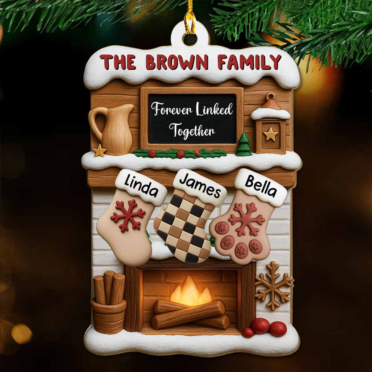 Custom Family Ornament, Christmas Gift for Family Members •  Where Love Holds Us Close - Personalized 3D Effect Wood Ornament