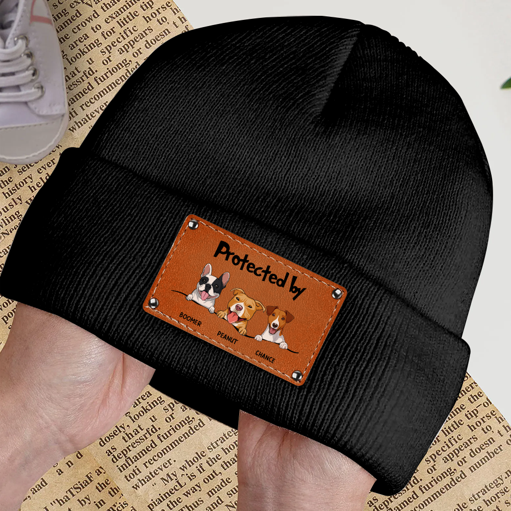 Custom Baby Beanie, Christmas Birthday Gift for Dog Lovers • Protected By Dog - Personalized Beanie