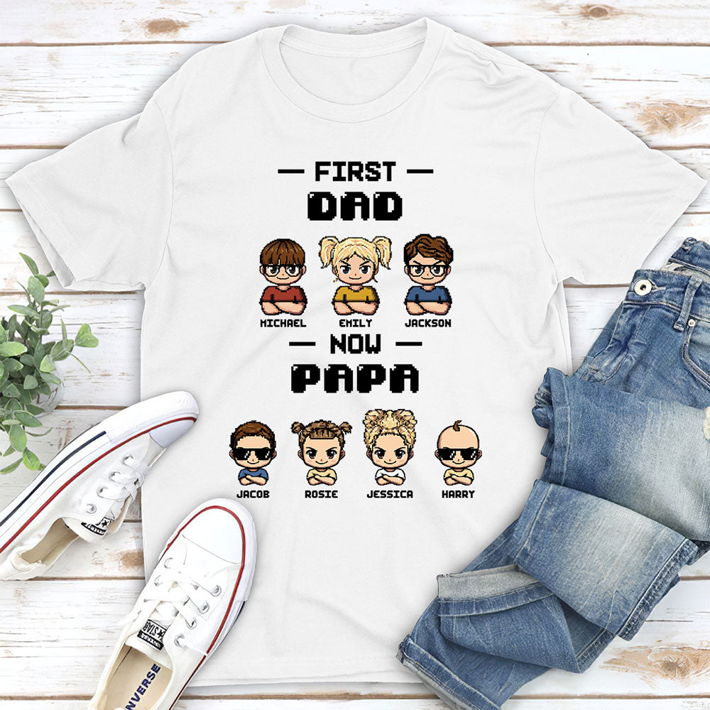 Custom Father's Day, Special Gift for Dad & Grandpa • First Dad Now Papa Cartoon - Personalized Shirt