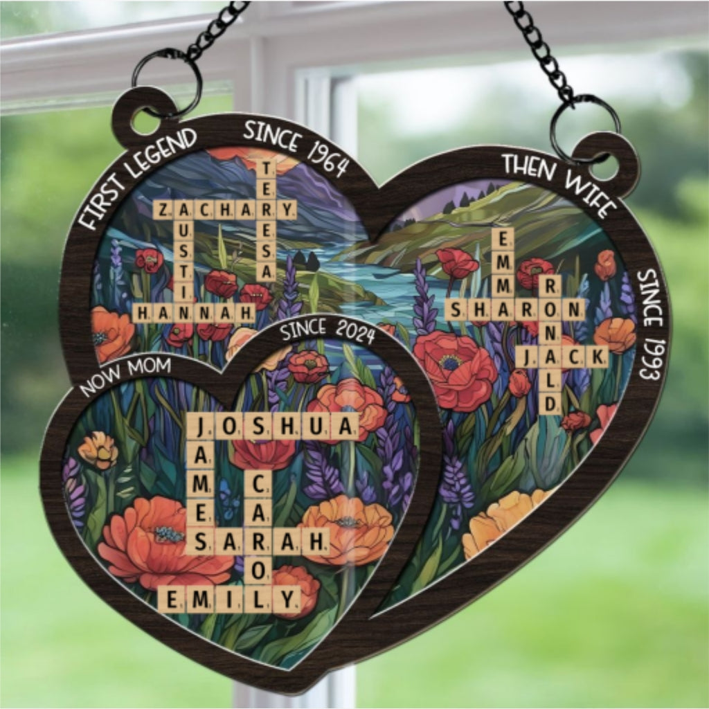 Custom Name Grandma Hanging Decor, Mother's Day Birthday Gifts • First Mom Now Grandma - Personalized Suncatcher