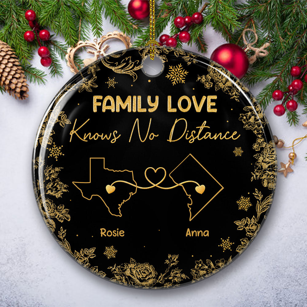 Custom Keepsake Christmas Ornament •  Miles Apart Close At Heart - Personalized Ceramic Ornament