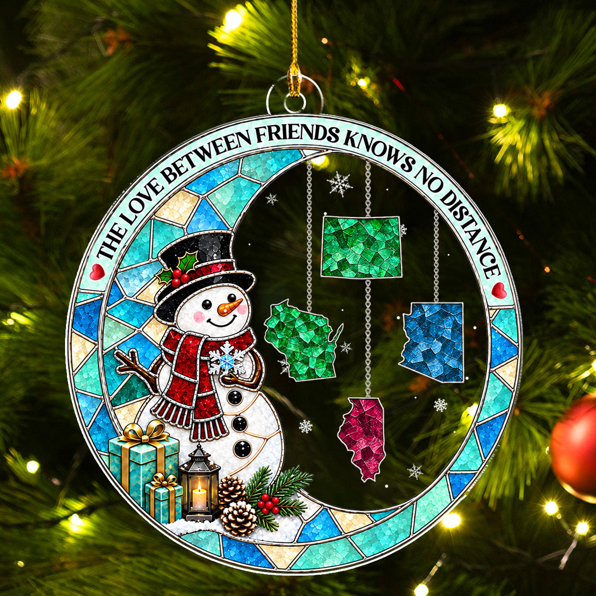 Custom Sister Christmas Ornament •  Love Knows No Bounds - Personalized Acrylic Ornament