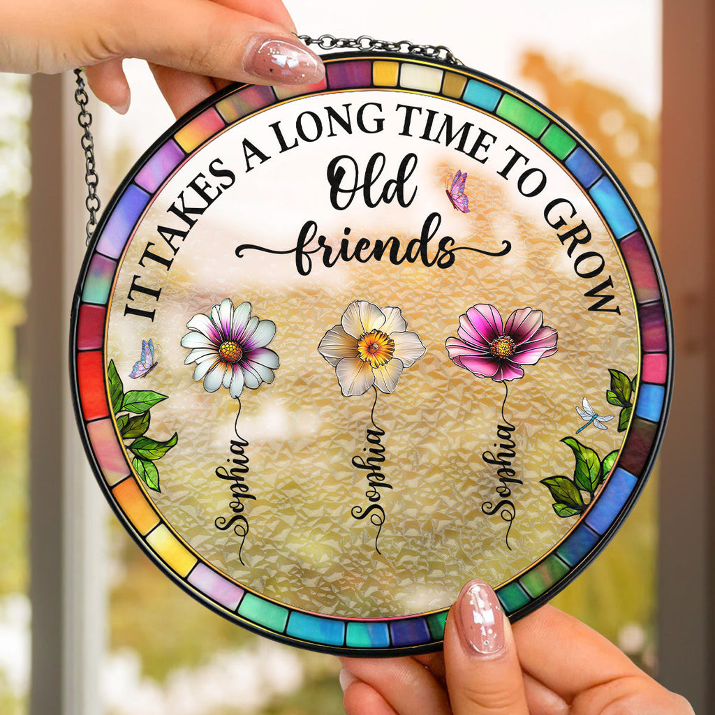 Custom Best Friend Hanging Decor, Friendship Birthday Gifts • It Takes A Long Time - Personalized Window Hanging Suncatcher