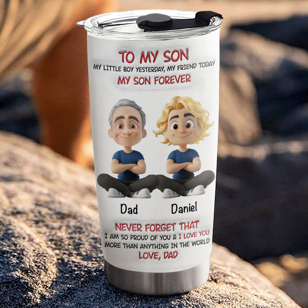 Custom Christmas Birthday Gifts For Son • My Son Forever - Personalized 3D Inflated Effect Tumbler