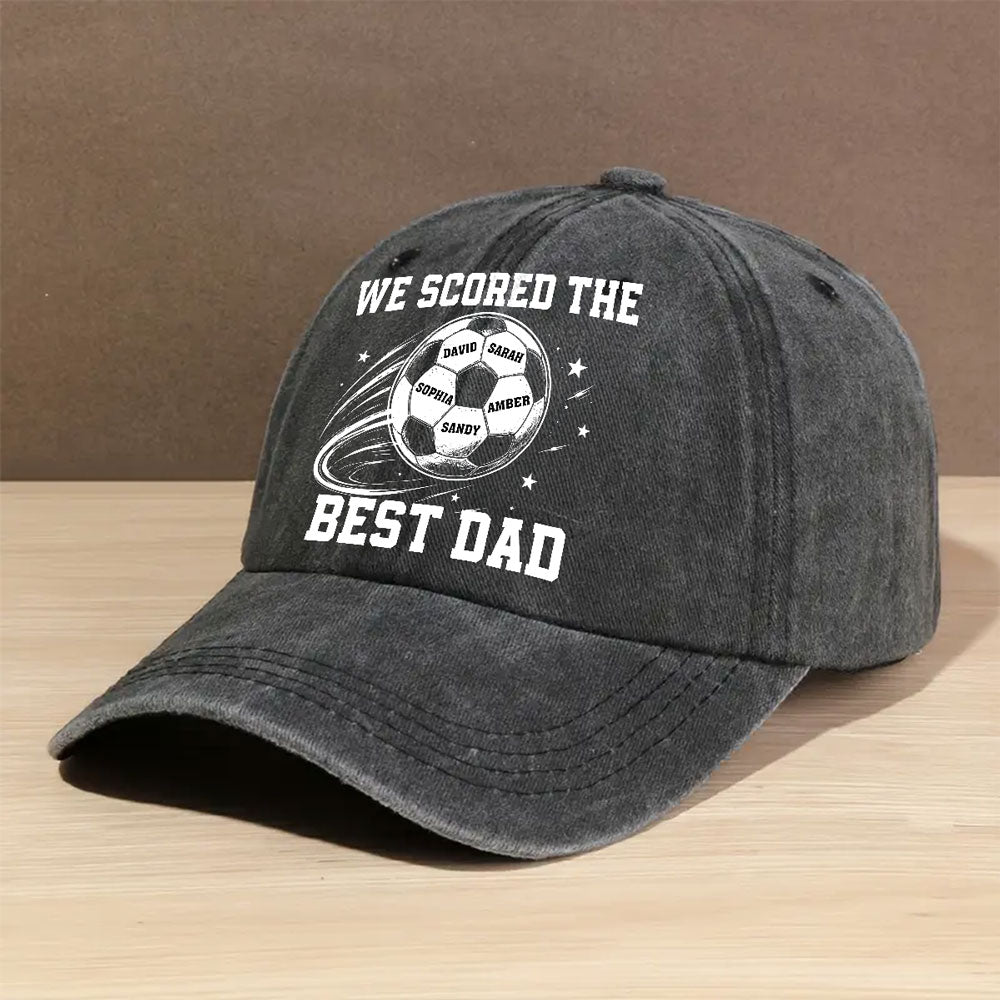 Custom Father's Day Christmas Birthday Gifts for Dad • Soccer Daddy - Personalized Vintage Washed Denim Cap