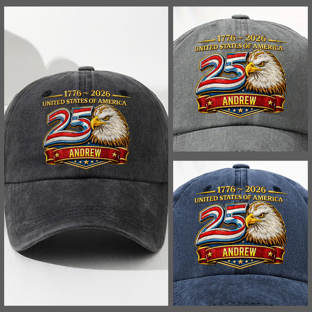 Proud Of Being American - Personalized Vintage Washed Denim Cap