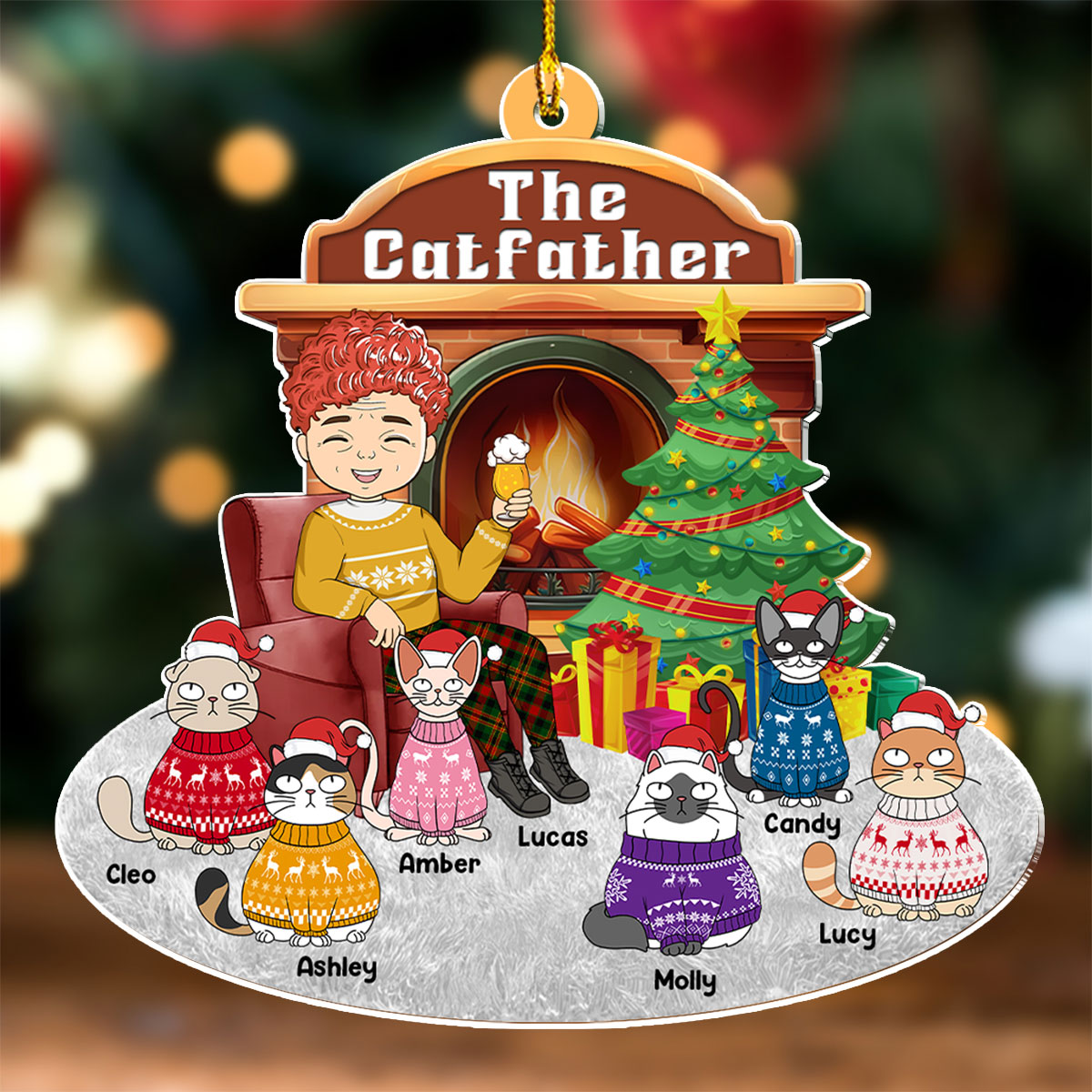 Custom Keepsake Christmas Ornament •  Catparent Christmas - Personalized Acrylic Ornament