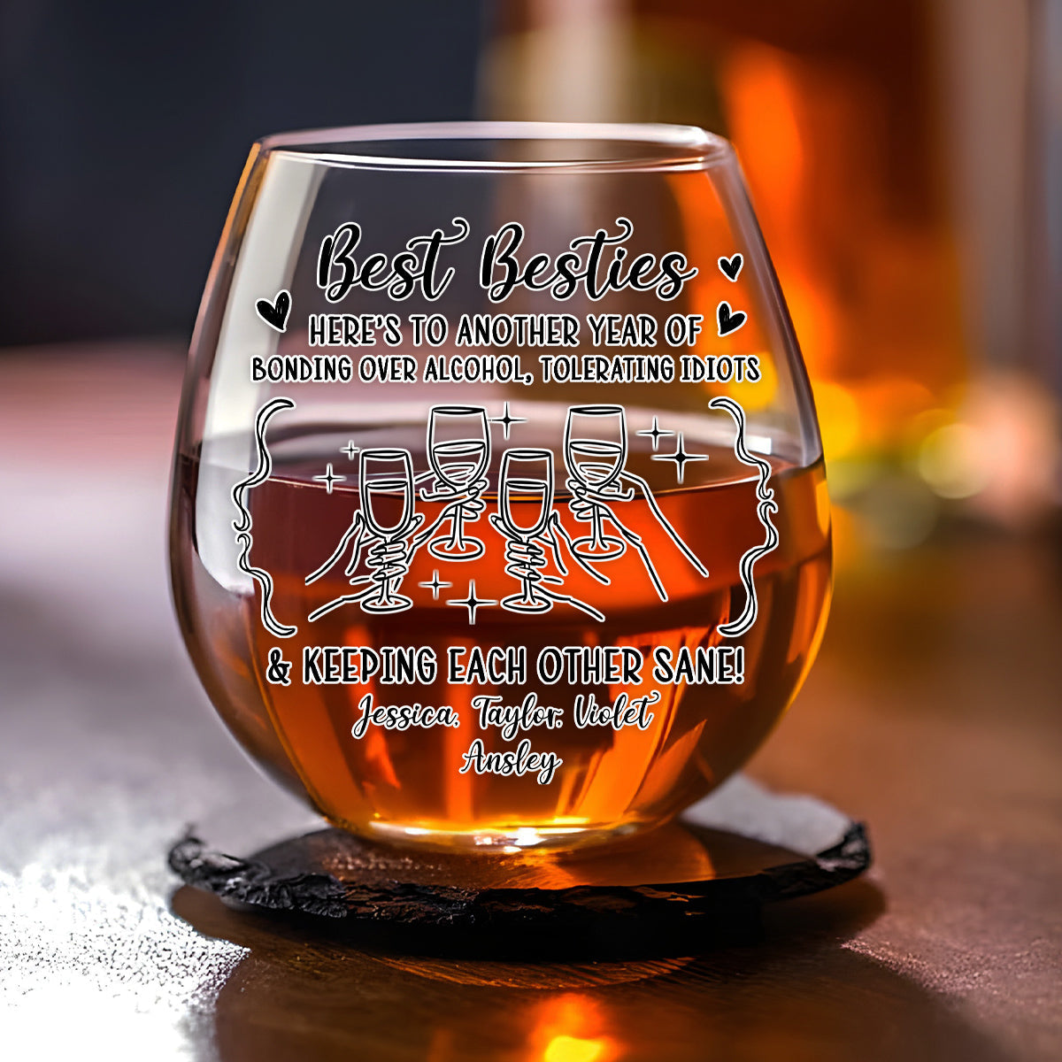 Drinks And Laughter - Personalized Wine Glass