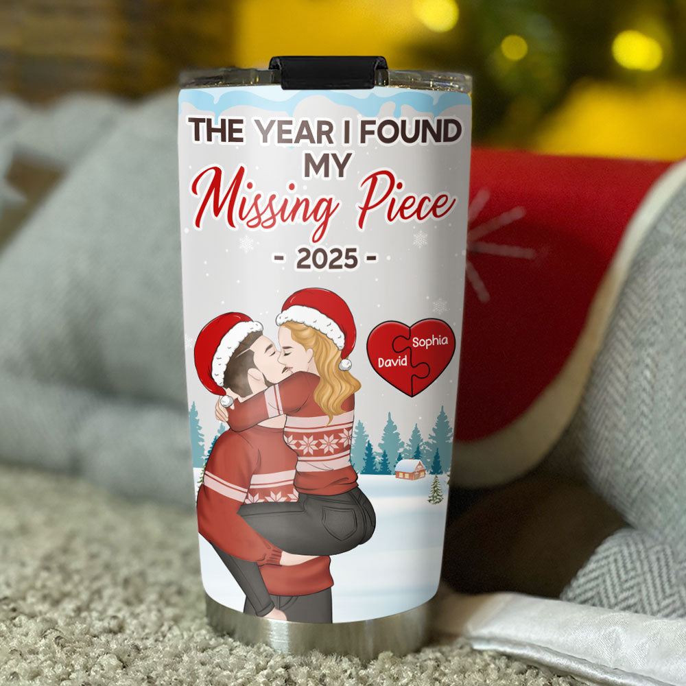 Custom Christmas Anniversary Gifts For Couple • Missing Piece Love - Personalized Tumbler