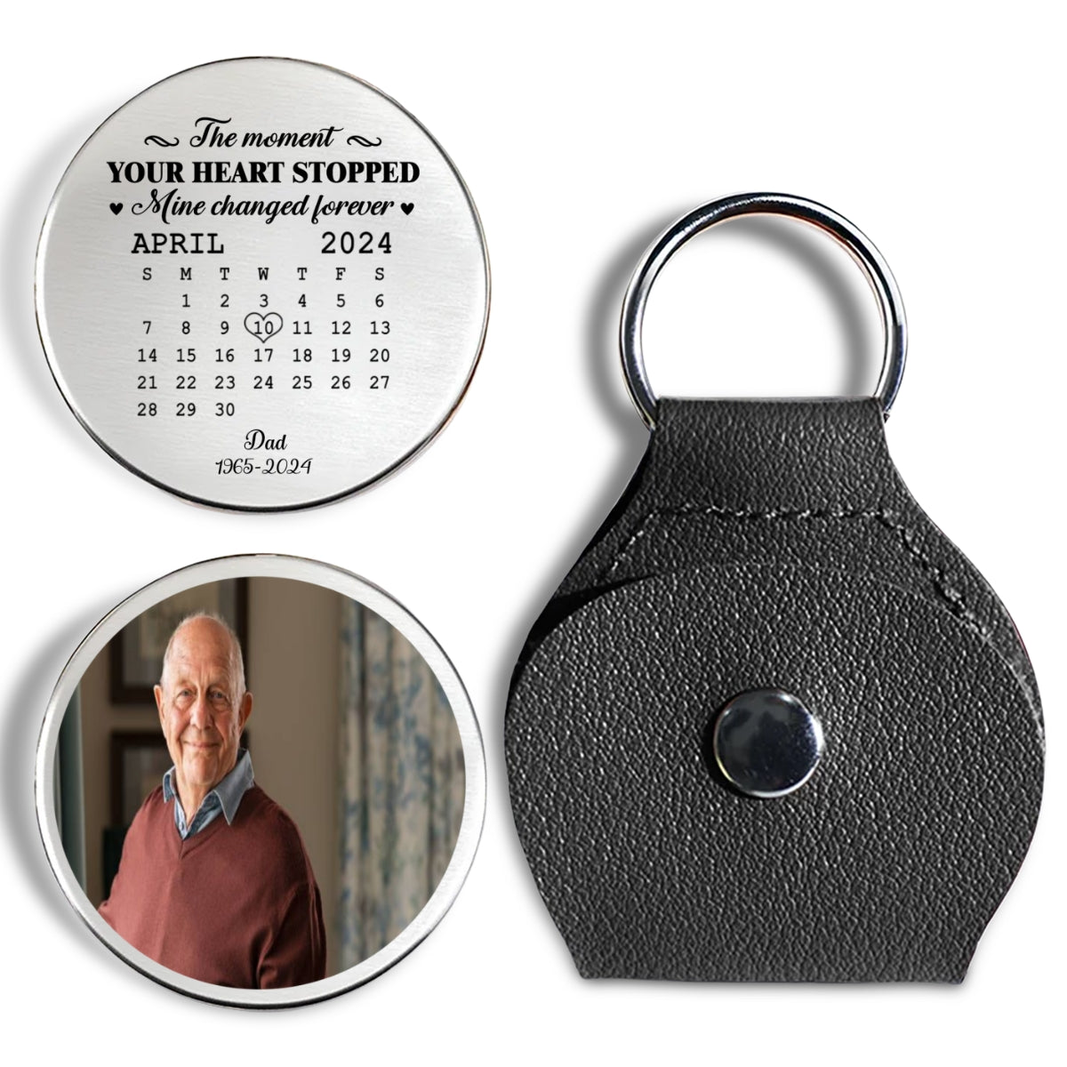 Custom Photo Memorial Coin Keychain, Sympathy Keepsake • The Moment - Personalized Pocket Hug