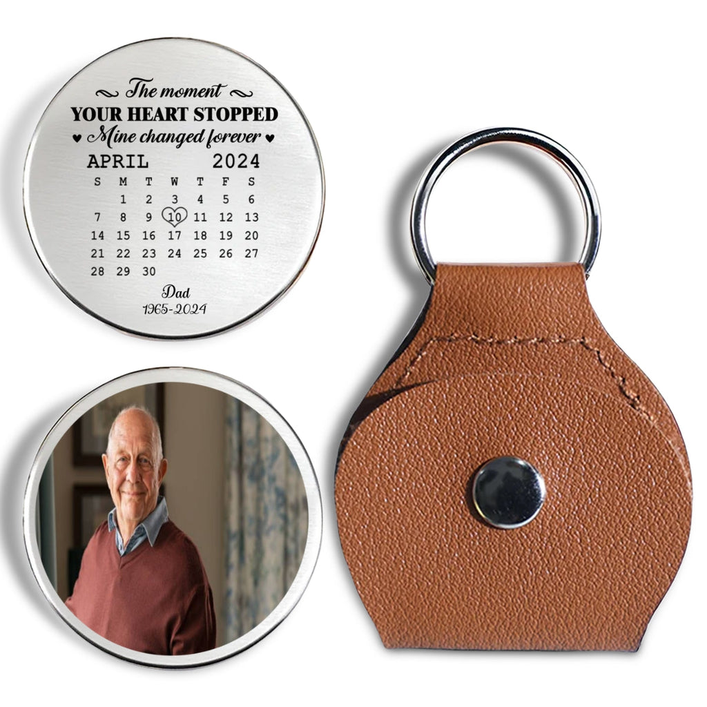 Custom Photo Memorial Coin Keychain, Sympathy Keepsake • The Moment - Personalized Pocket Hug