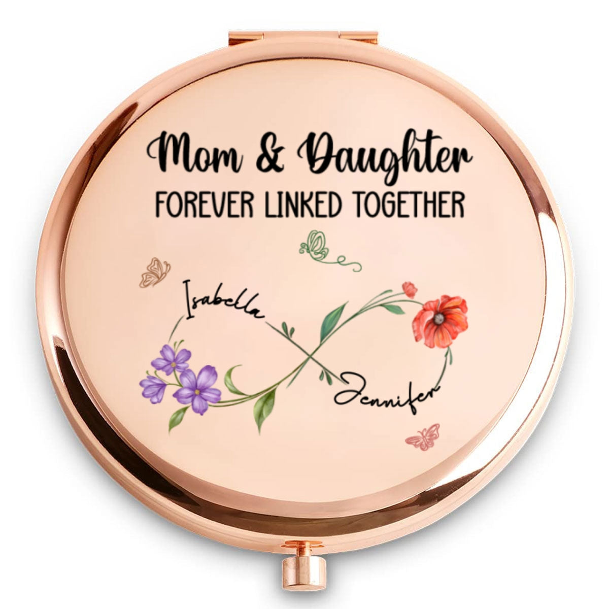 Mom And Daughter Forever Linked Together - Personalized Compact Mirror