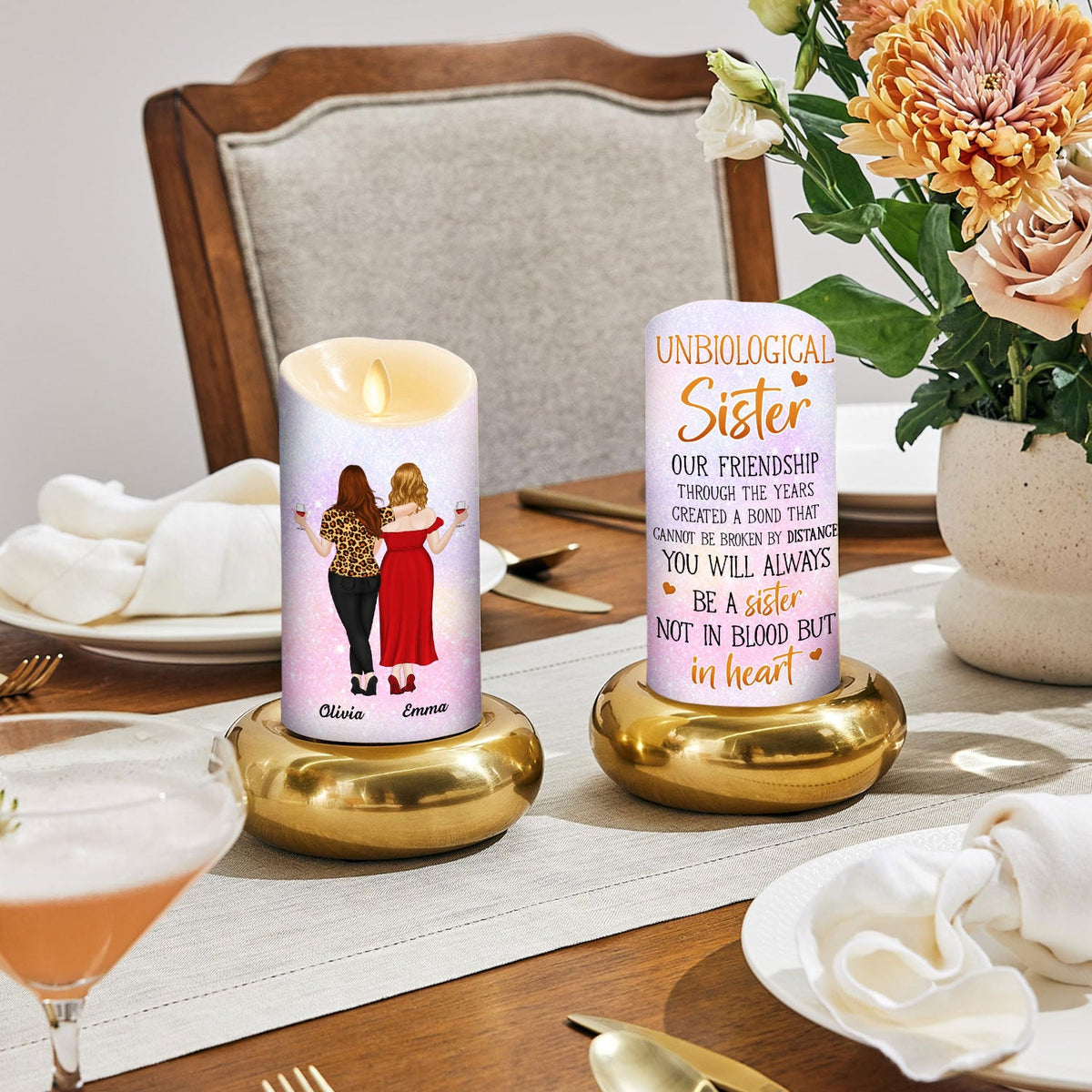 Unbiological Sisters - Personalized LED Candle