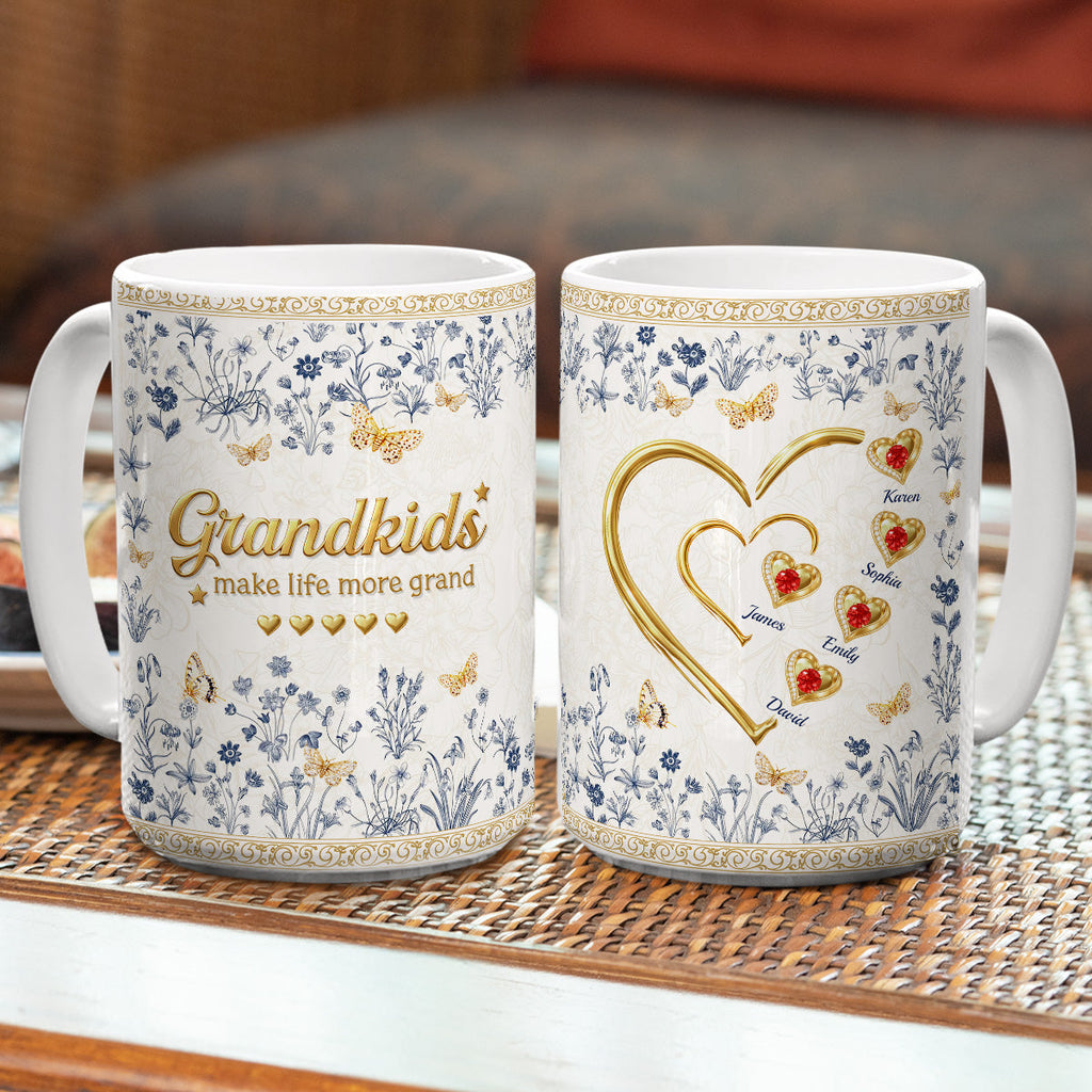 Custom Mother's Day Gift for Mom & Grandma • Grandkid Make Life More Grand - Personalized 3D Inflated Effect Mug