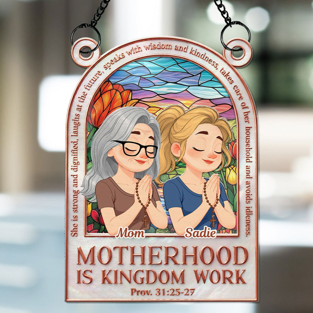 Custom Hanging Decor for Mom Daughter, Mother's Day Gifts • Faith Guides Her Journey - Personalized Suncatcher