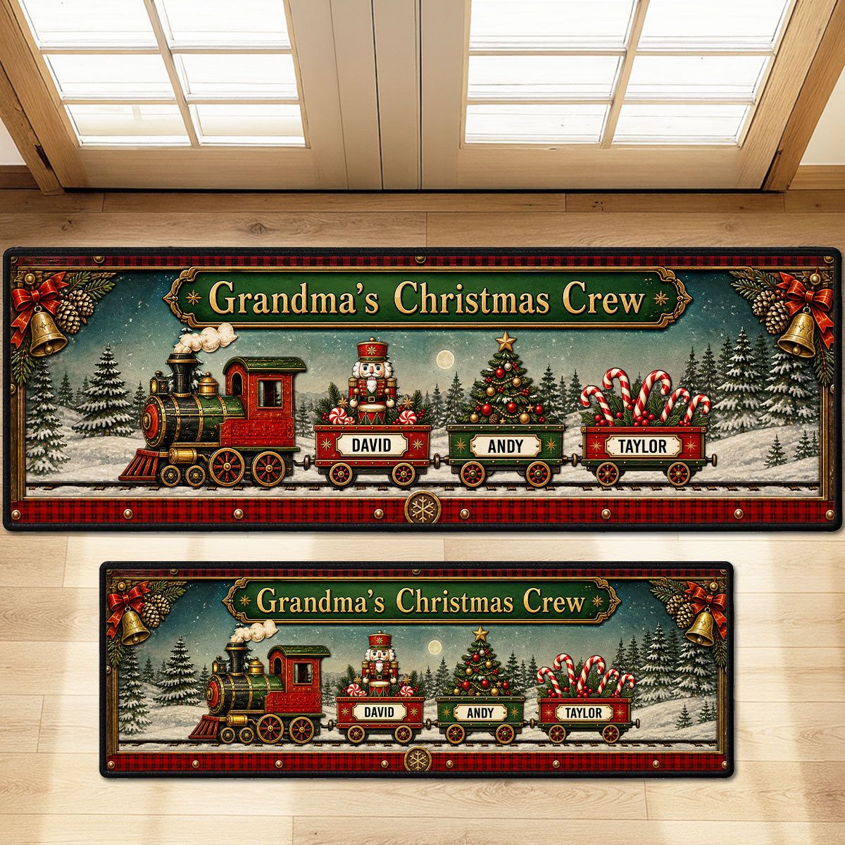 Custom Family Name Christmas Rug, Holiday Gift For Family Members • Christmas Family Journey - Personalized Runner Rug
