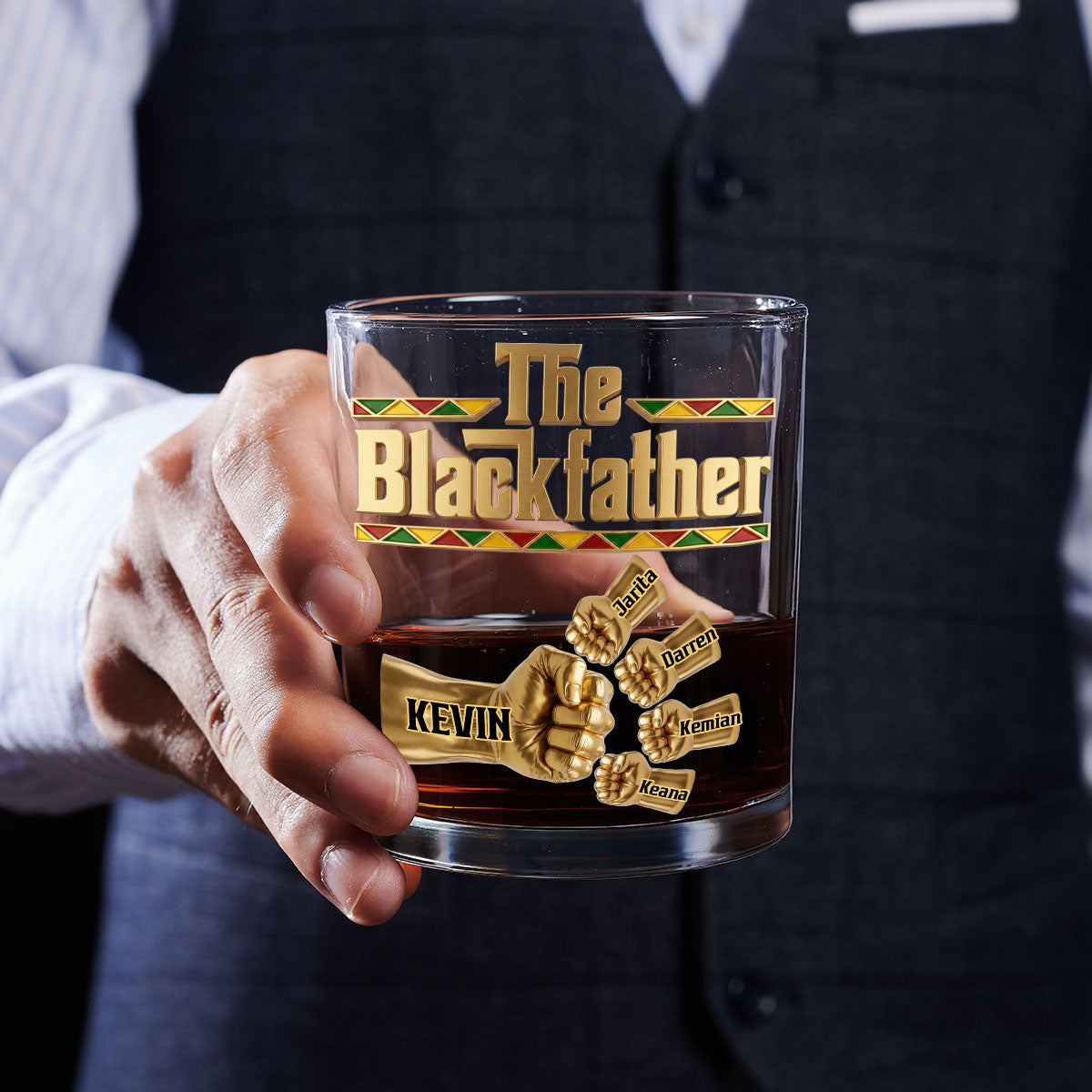Custom Father's Day Birthday Gifts for Dad • The Blackfather - Personalized Whiskey Glass