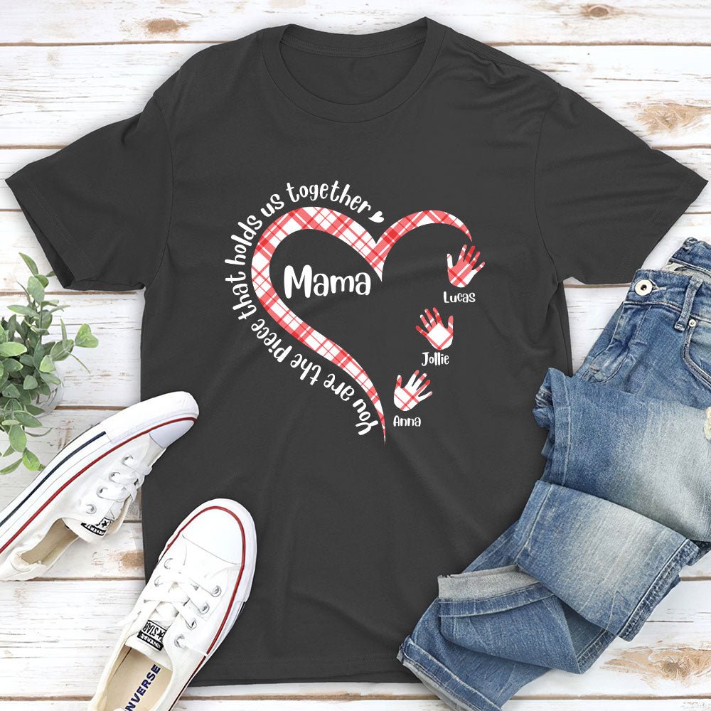 Custom Christmas & Birthday Gift for Mom, Grandma • Hold Us Together - Personalized Unisex T-shirt