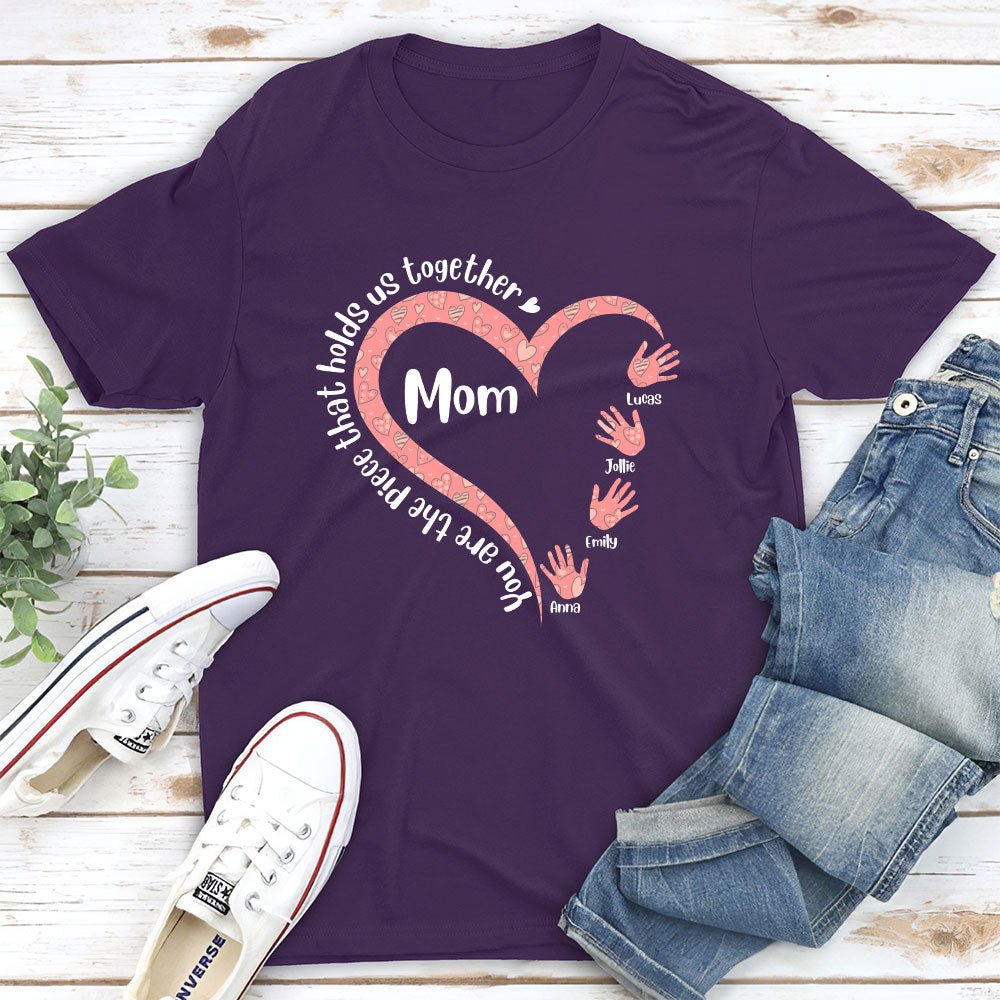 Custom Christmas & Birthday Gift for Mom, Grandma • Hold Us Together - Personalized Unisex T-shirt