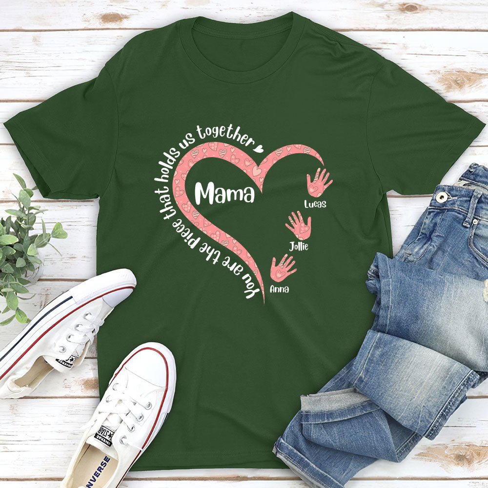 Custom Christmas & Birthday Gift for Mom, Grandma • Hold Us Together - Personalized Unisex T-shirt