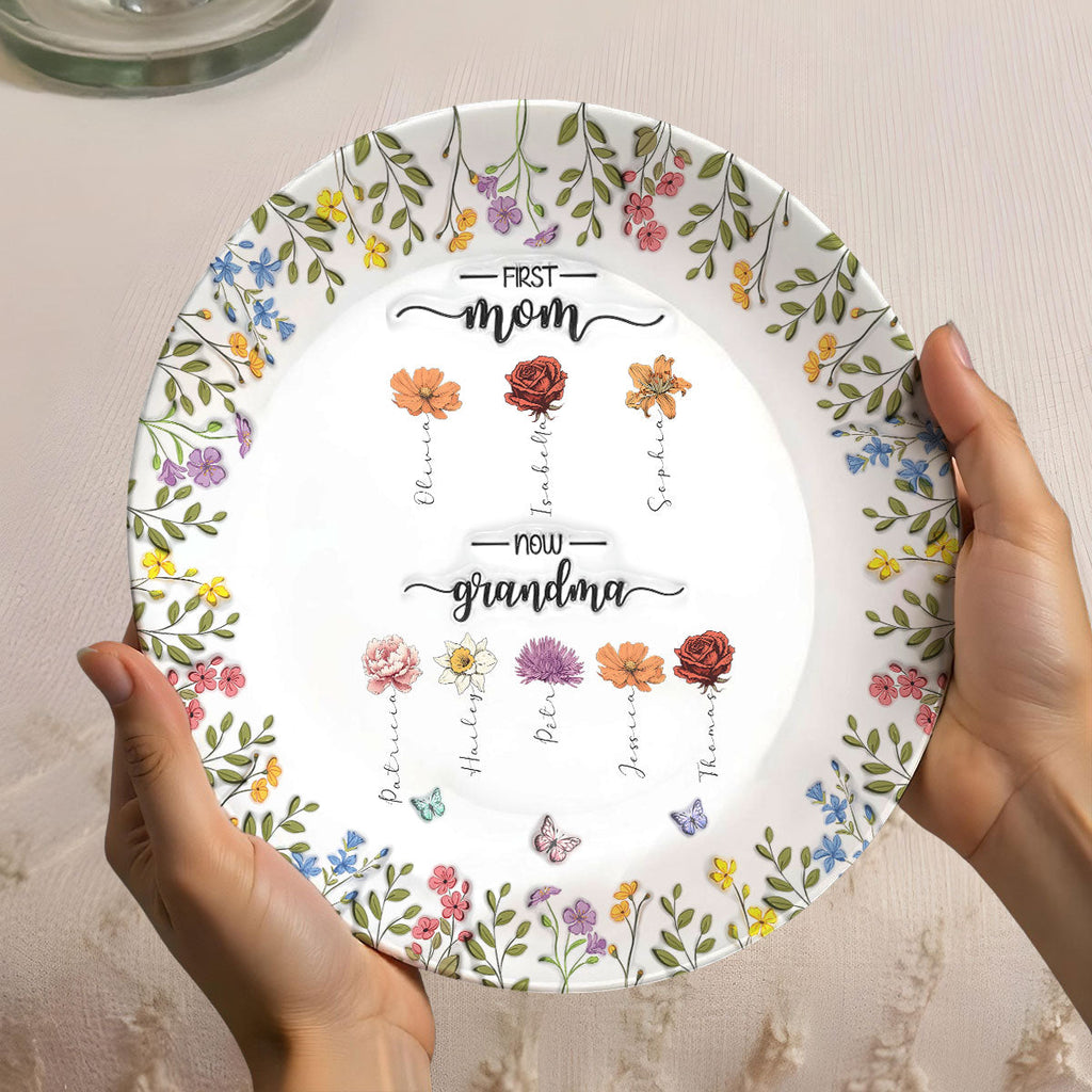 First Mom Now Grandma - Personalized 3D Inflated Effect Plate