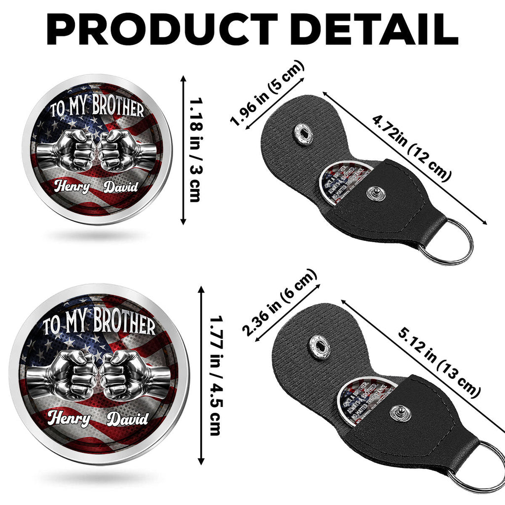 Custom Patriotic Coin Keychain for Brother, America 250th Anniversary • Always My Brother - Personalized Pocket Hug