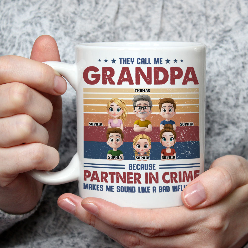 Custom Father's Day, Special Gift for Dad & Grandpa • Partner In Crime With My Grandkids - Personalized Coffee Mug
