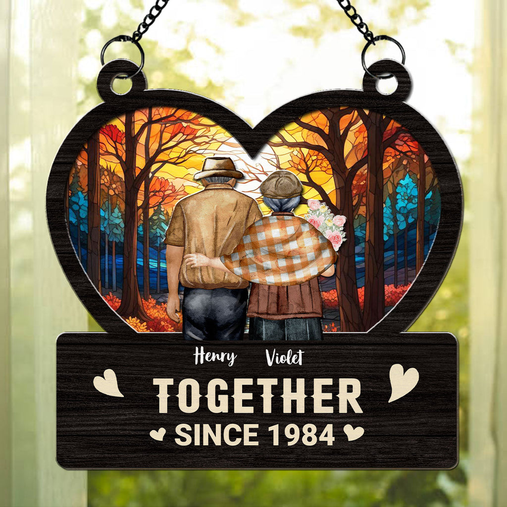 Custom Couple Hanging Decor, Anniversary Valentine's Day Gifts • Together Love - Personalized Suncatcher