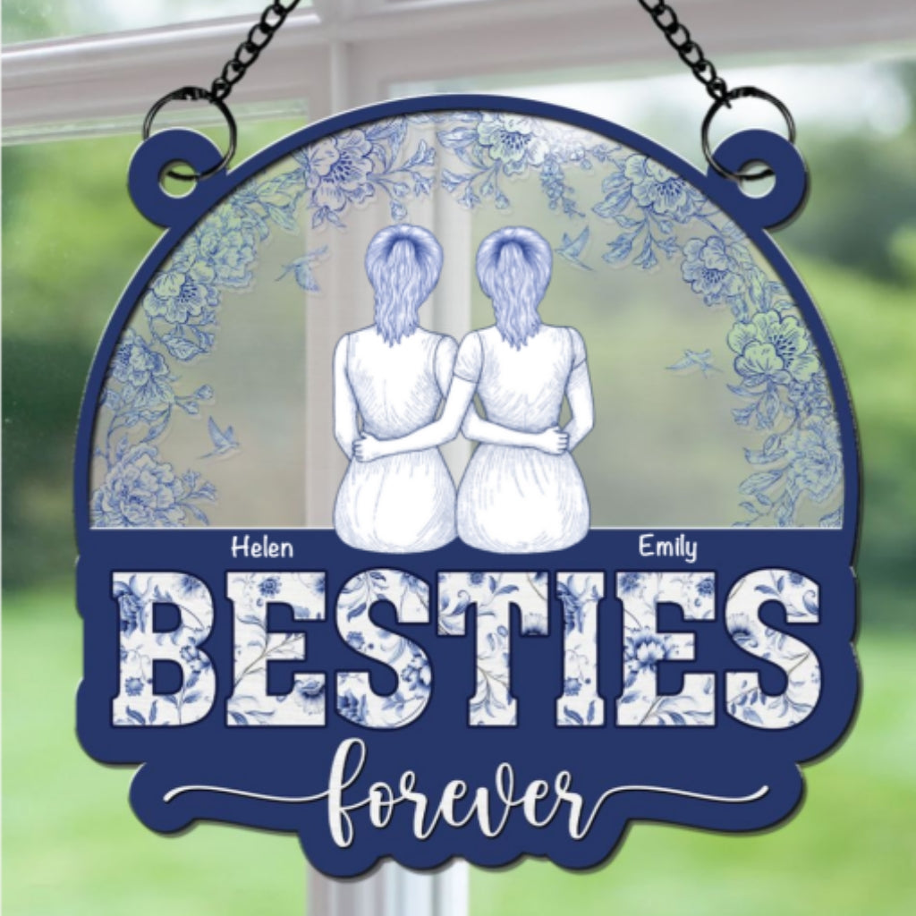 Custom Best Friend Hanging Decor, Friendship Birthday Gifts • Forever Soul Bestie - Personalized Suncatcher