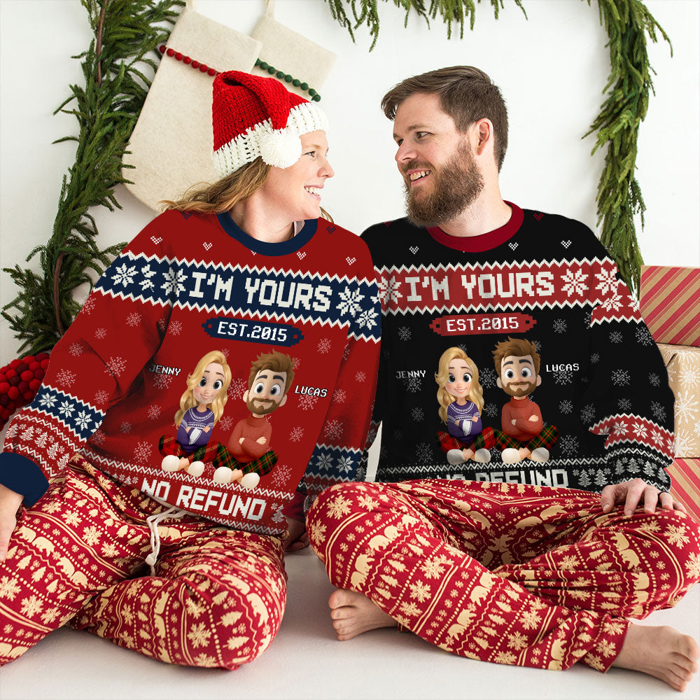 Custom Couple Christmas Sweatshirt, Anniversary Gift • No Return I Am Yours - Personalized All-Over-Print Sweatshirt
