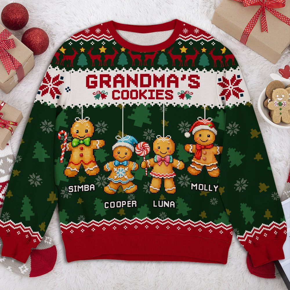 Custom Grandma Christmas Sweatshirt, Gift for Mothers • Grandma Cookies - Personalized All-Over-Print Sweatshirt