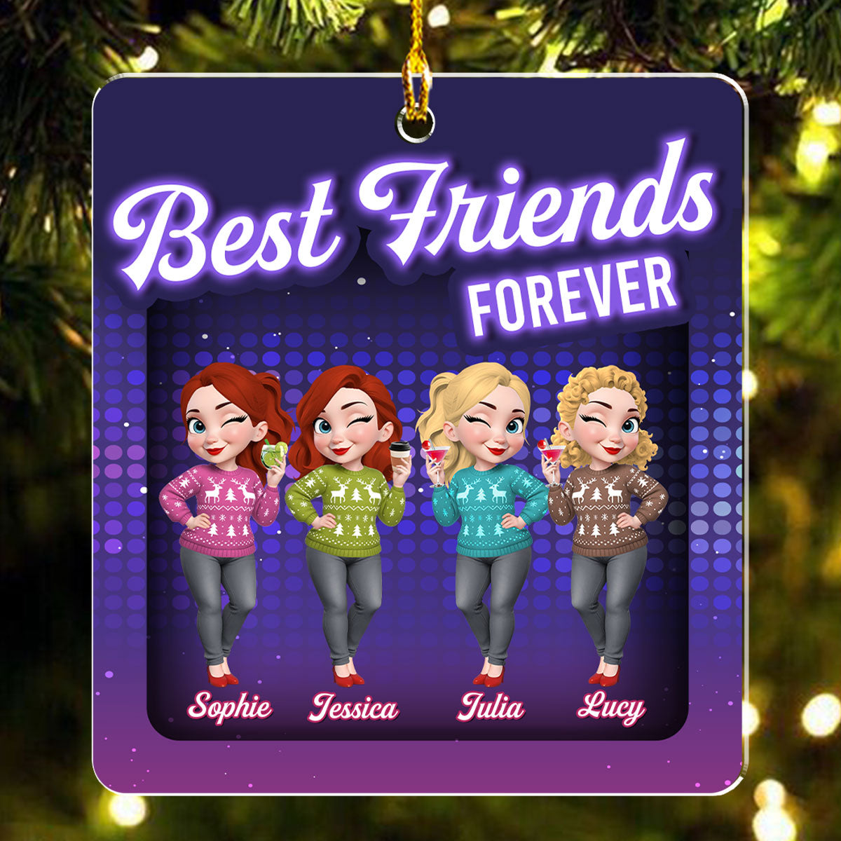 Custom Friendship Christmas Ornament, Best Friend Gift •  Sleigh Rides And Bestie - Personalized Acrylic Ornament