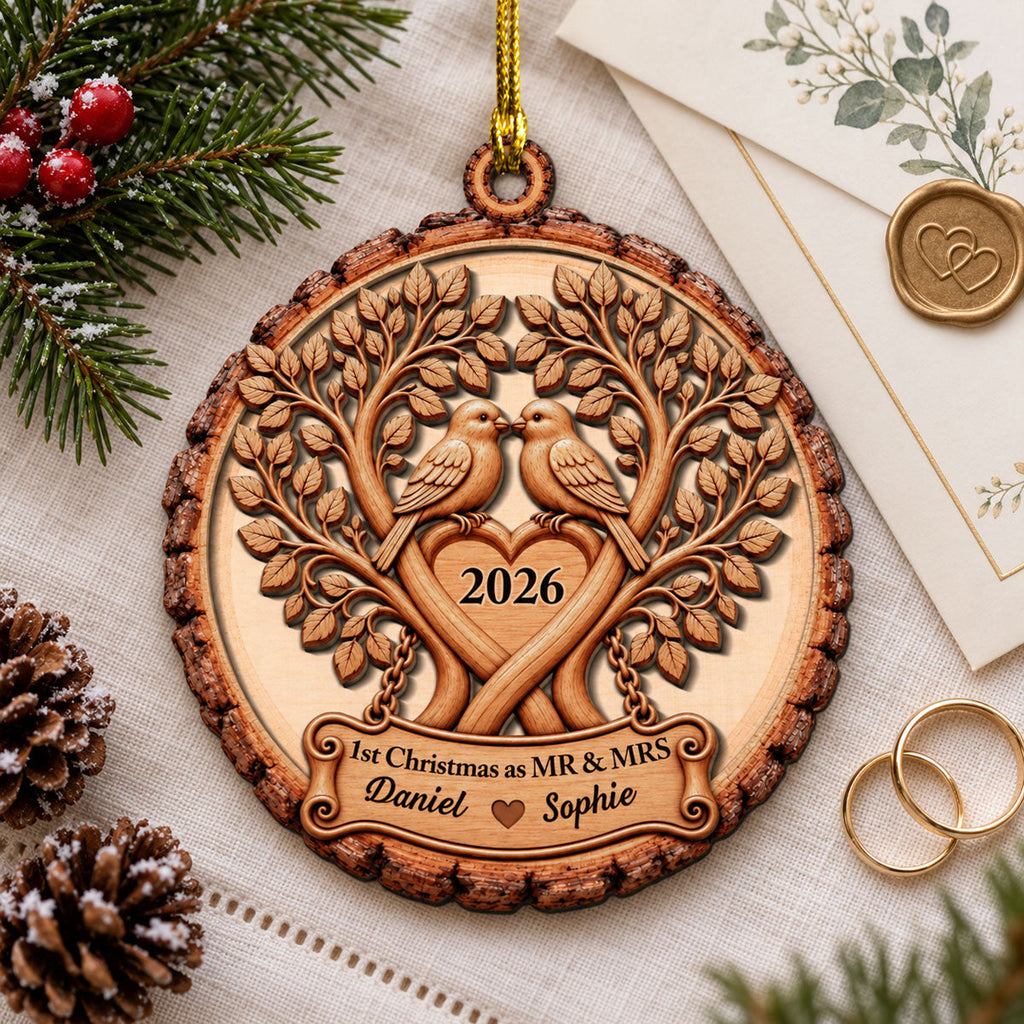 First Christmas As A Couple - Personalized 2-Layered Wood Ornament