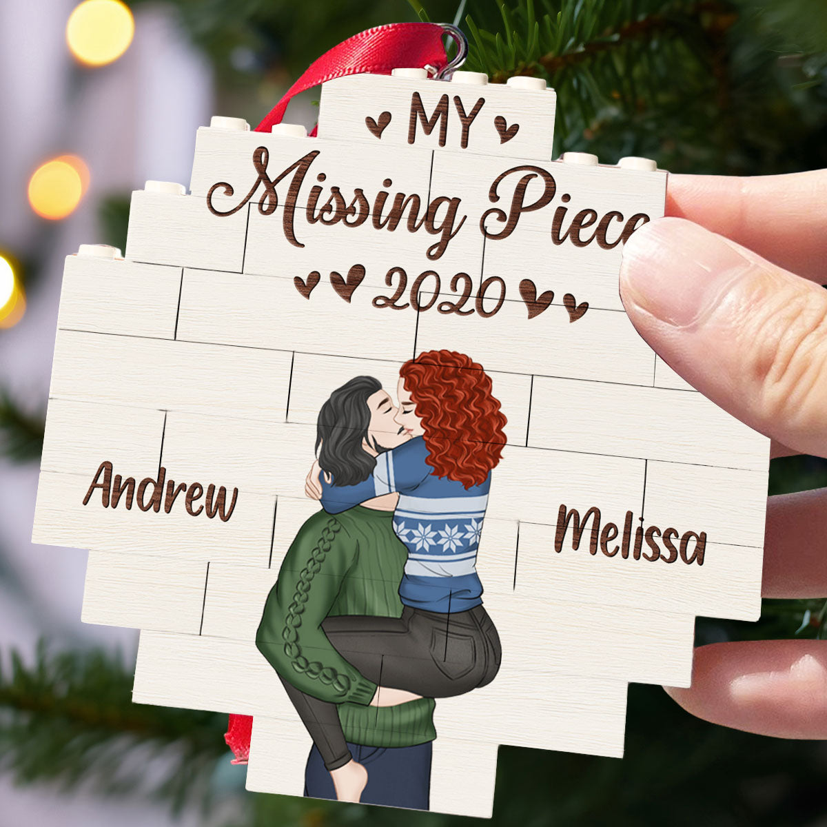Custom Couple Christmas Ornament, Anniversary Gift •  My love - Personalized Puzzle Ornament