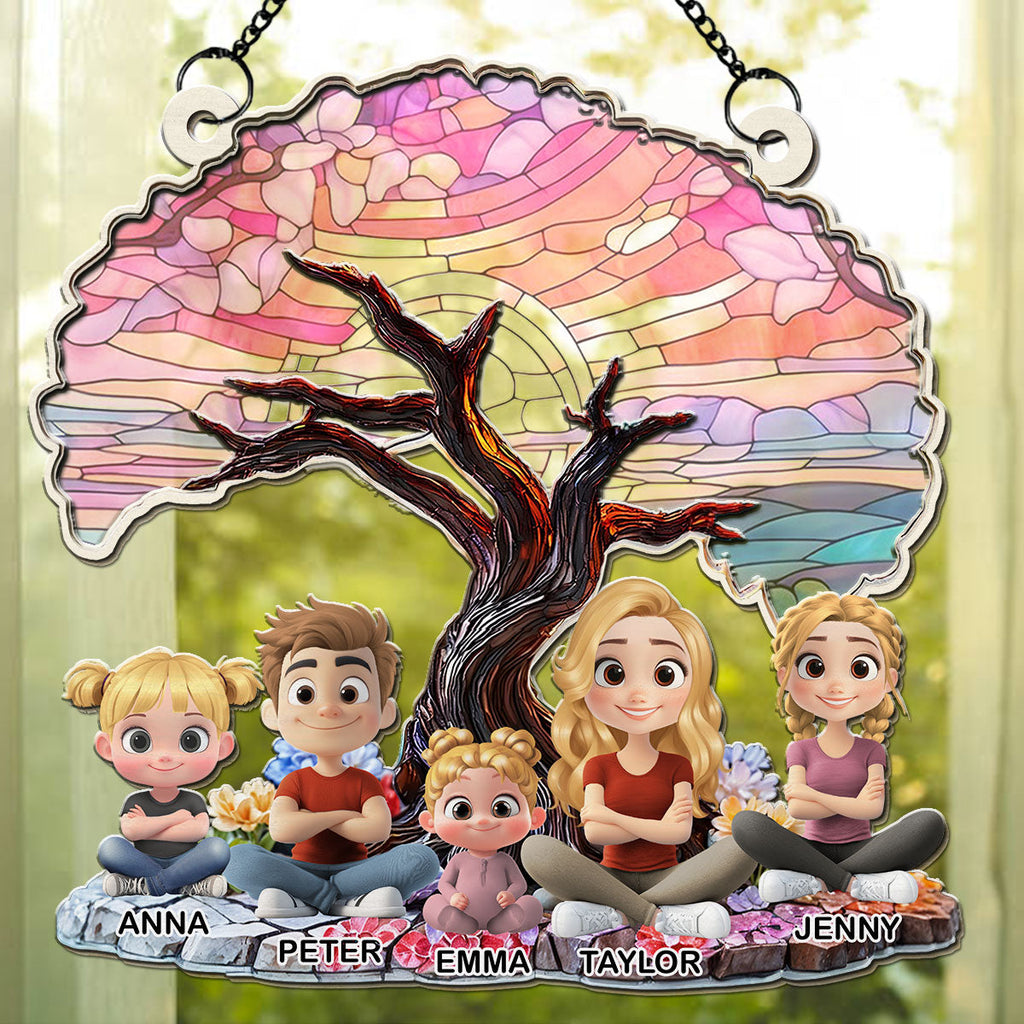 Custom Hanging Decor for Mom Daughter, Mother's Day Gifts • Happy Mom Of Us - Personalized Suncatcher