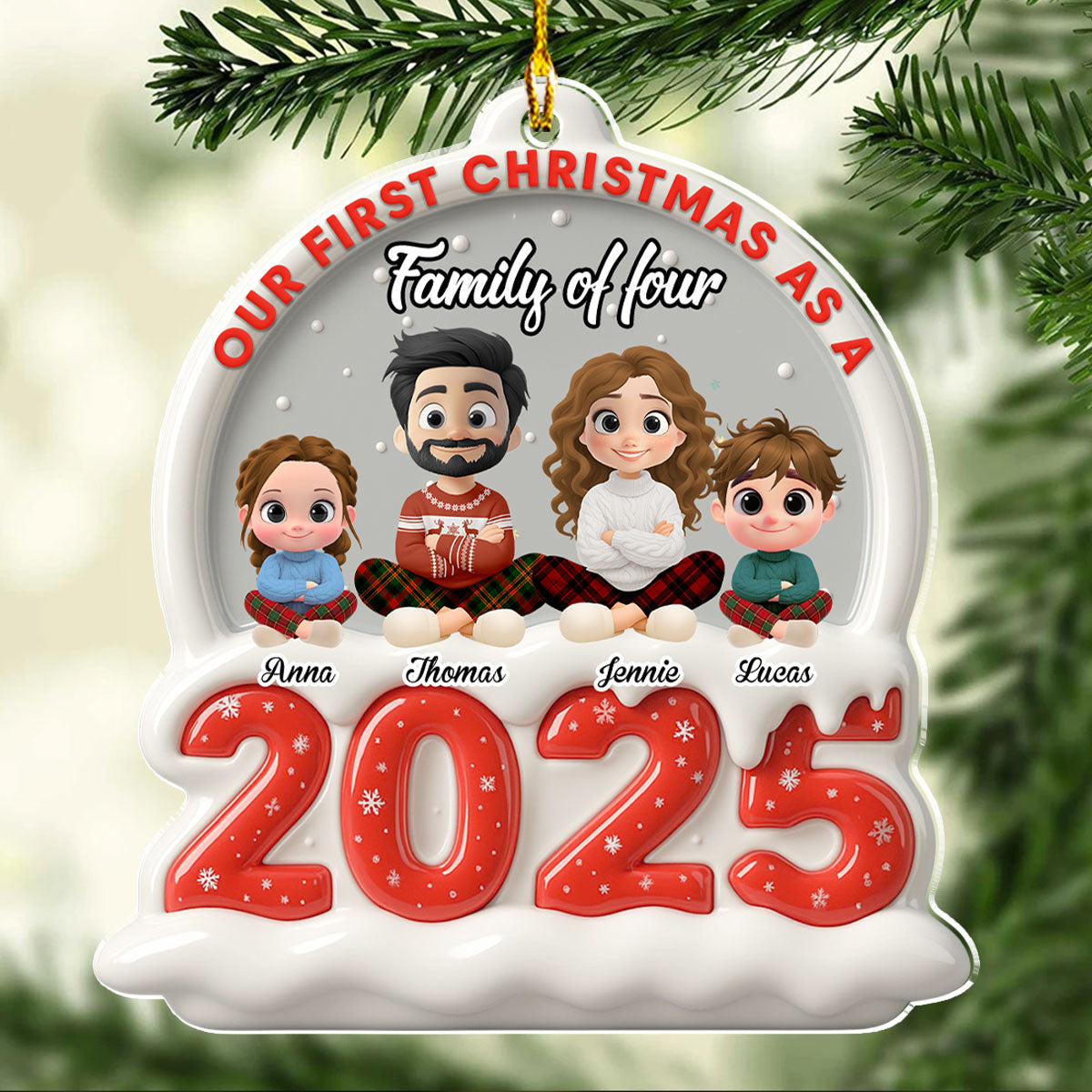 Custom Family First Christmas Ornament •  2025 First Christmas - Personalized Acrylic Ornament