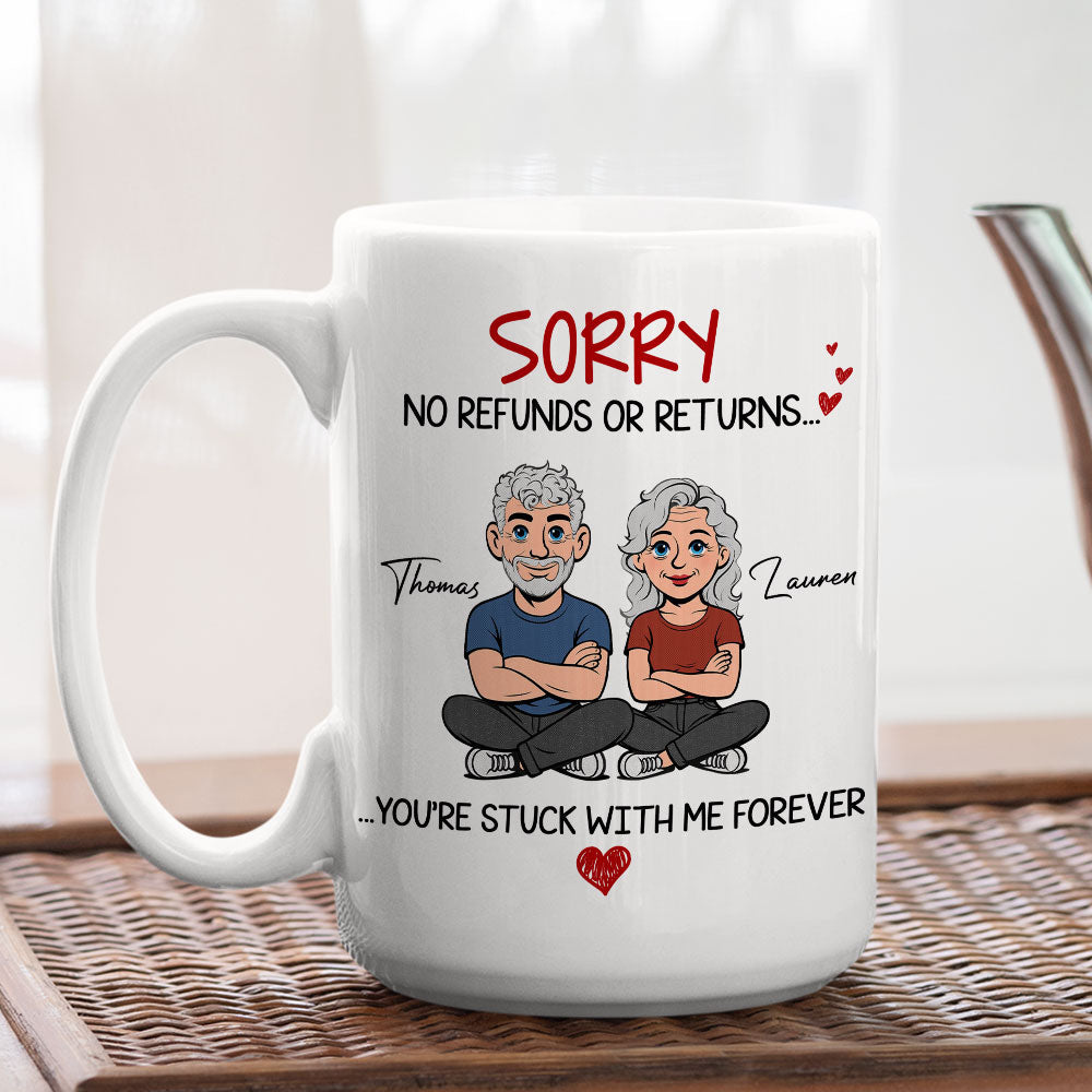 Custom Anniversary Keepsake Gifts For Couple • Retro You Are Stuck With Me Forever - Personalized Coffee Mug
