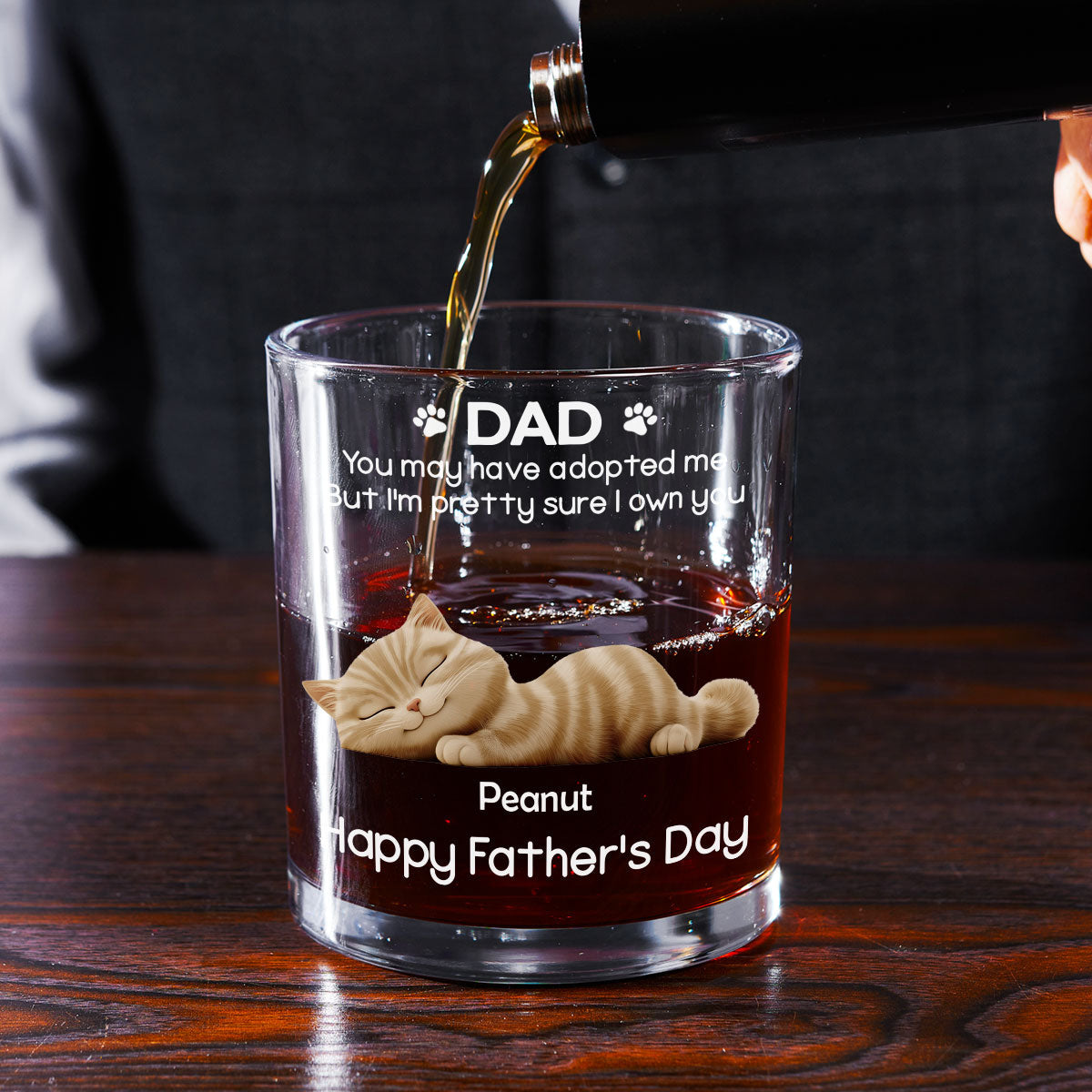 Custom Christmas Birthday Drinkware Gifts for Cat Lovers • I Own You For Sure Cat Ver - Personalized Whiskey Glass