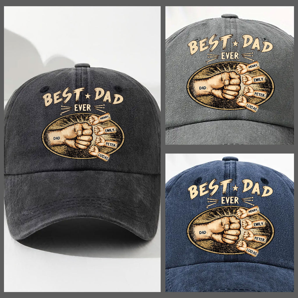 Custom Father's Day Christmas Birthday Gifts for Dad • Best Daddy Ever - Personalized Vintage Washed Denim Cap