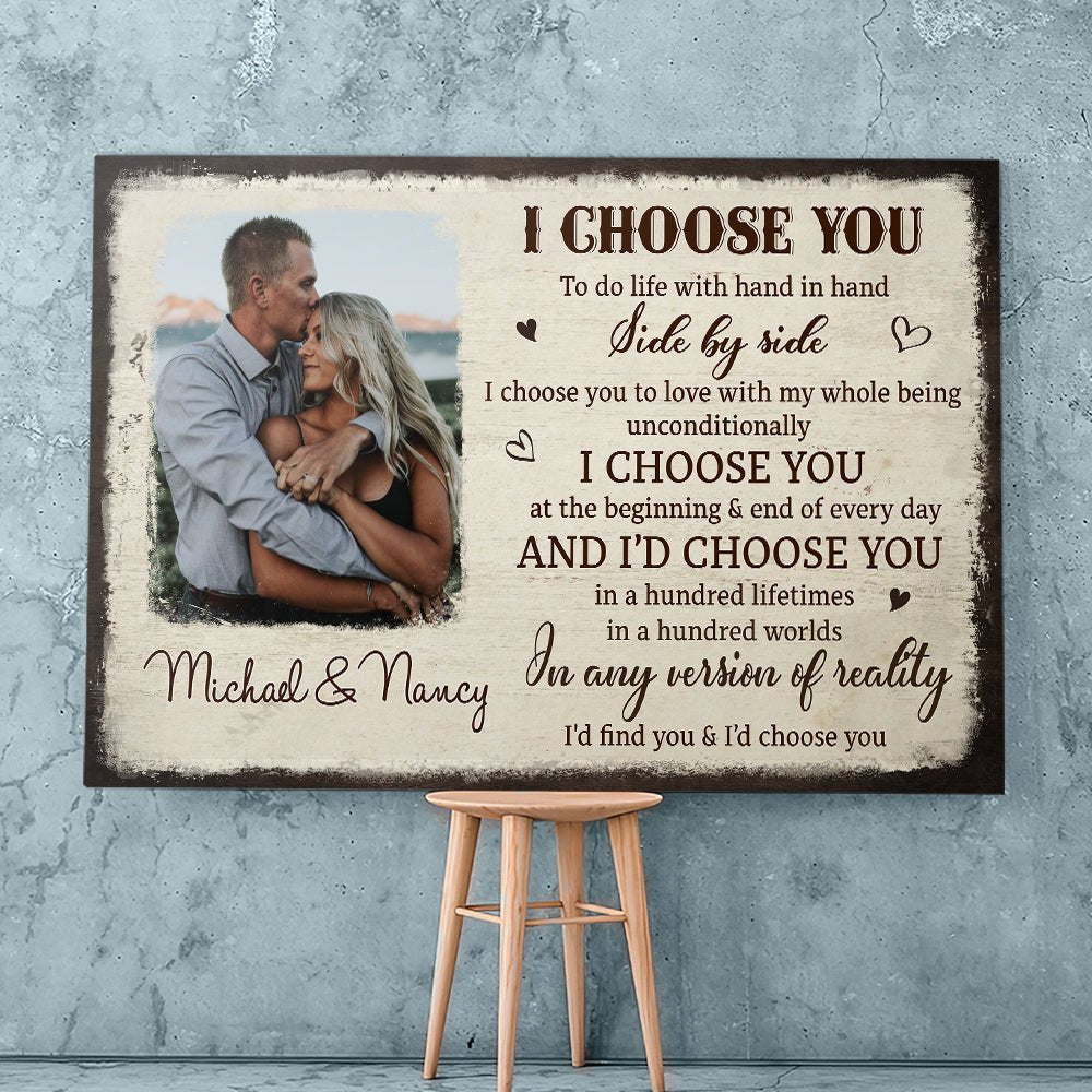 I Choose You From The Beginning - Personalized Photo Canvas Print