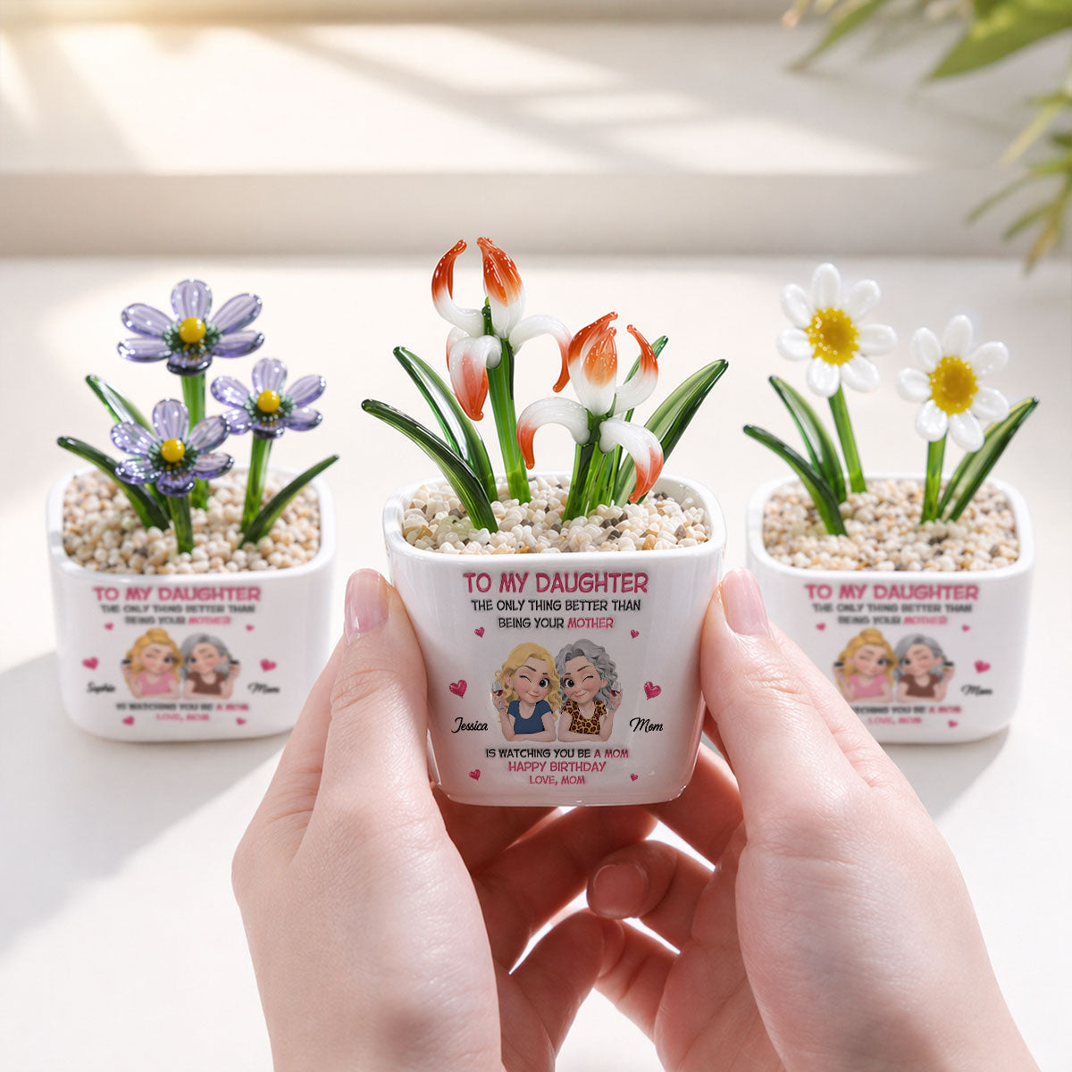 Watching Daughter Be A Mom - Personalized Glass Birth Month Flower
