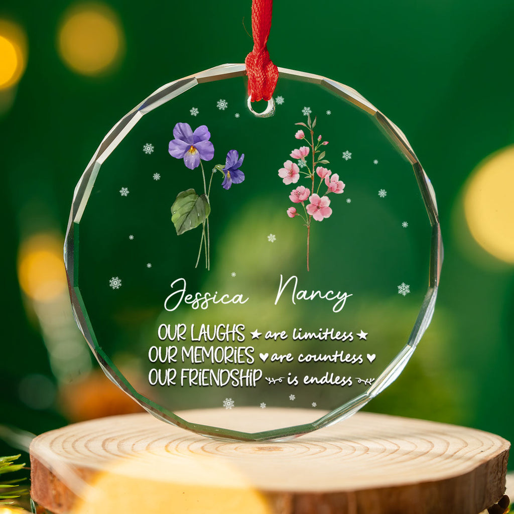 Custom Friendship Christmas Ornament, Best Friend Gift •  Friendship - Personalized Glass Ornament