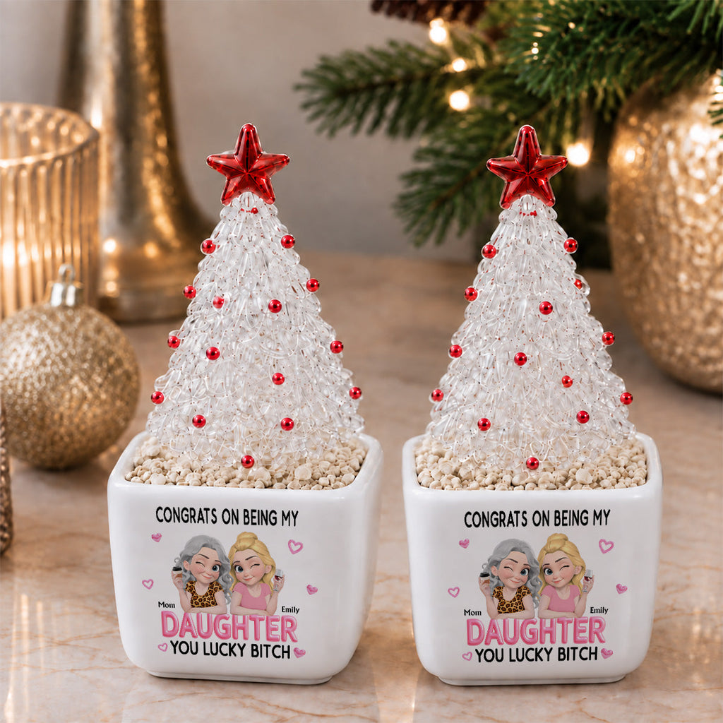 Congrats My Daughter - Personalized Glass Christmas Tree