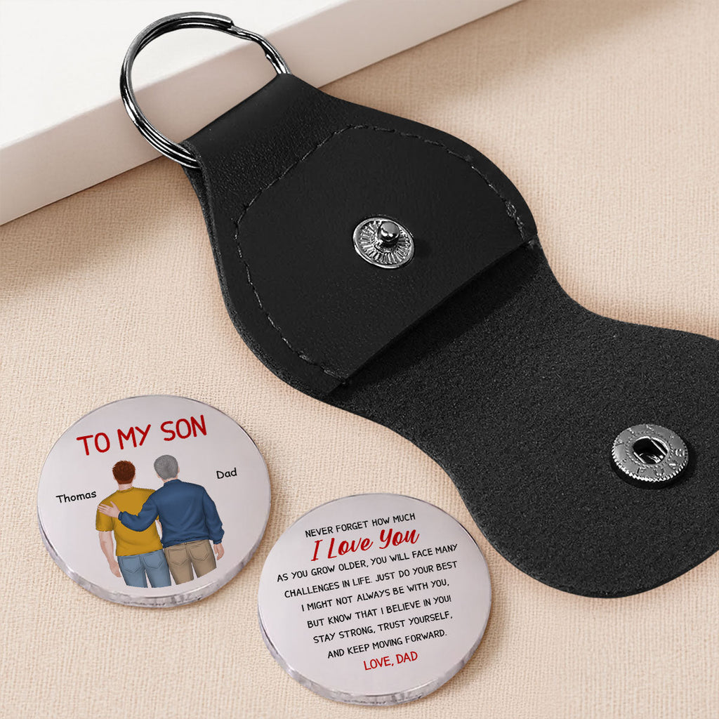 Custom Coin Keychain for Son, Father's Day Birthday Gifts • My Boy My Son - Personalized Pocket Hug
